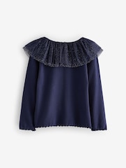 Navy Sparkle Collar Top (3mths-7yrs) - Image 6 of 7