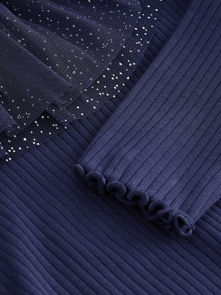 Navy Sparkle Collar Top (3mths-7yrs) - Image 7 of 7