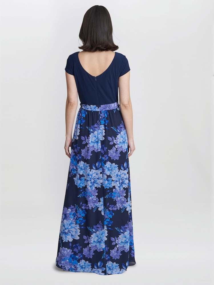 Gina Bacconi Carmen Bedrucktes Maxikleid, Blau - Bild 2 von 4 Gina Bacconi Carmen Bedrucktes Maxikleid, Blau - Bild 2 von 4