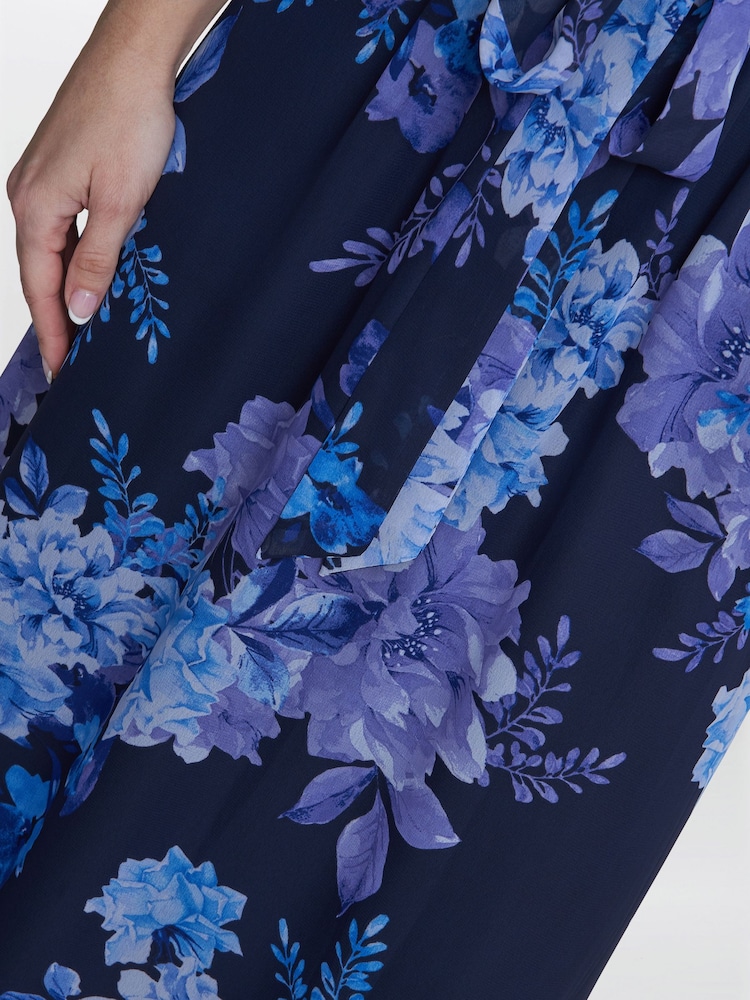 Gina Bacconi Carmen Bedrucktes Maxikleid, Blau - Bild 4 von 4