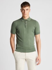 Remus Uomo Green Slim Fit Knitted 100% Cotton Short Sleeve Polo Shirt - Image 1 of 6
