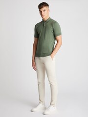 Remus Uomo Green Slim Fit Knitted 100% Cotton Short Sleeve Polo Shirt - Image 2 of 6