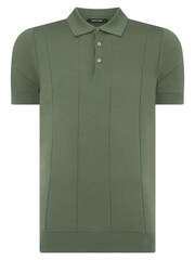 Remus Uomo Green Slim Fit Knitted 100% Cotton Short Sleeve Polo Shirt - Image 6 of 6