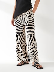 JDY White Zebra Print Wide Leg Trousers - Image 1 of 7