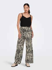 JDY White Zebra Print Wide Leg Trousers - Image 2 of 7
