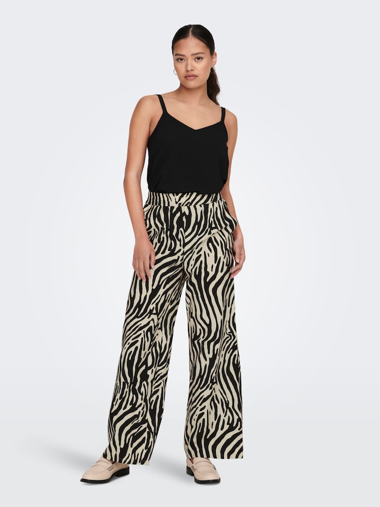 JDY White Zebra Print Wide Leg Trousers - Image 2 of 7
