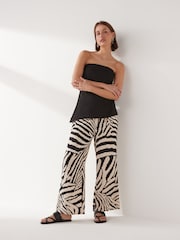 JDY White Zebra Print Wide Leg Trousers - Image 3 of 7