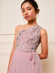 Lipsy Purple One Shoulder Embellished Occasion Dress (7-16yrs) - Image 2 of 4