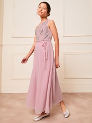 Lipsy Purple One Shoulder Embellished Occasion Dress (7-16yrs) - Image 3 of 4