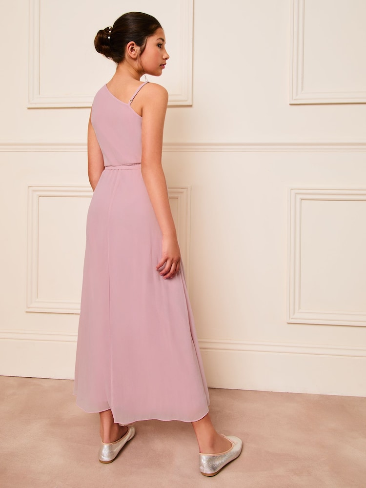 Lipsy Purple One Shoulder Embellished Occasion Dress (7-16yrs) - Image 4 of 4