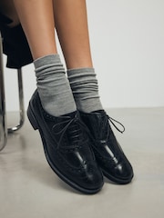 Black Forever Comfort® Slim Leather Formal Brogue Lace Up Shoes - Image 2 of 7