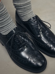 Black Forever Comfort® Slim Leather Formal Brogue Lace Up Shoes - Image 4 of 7