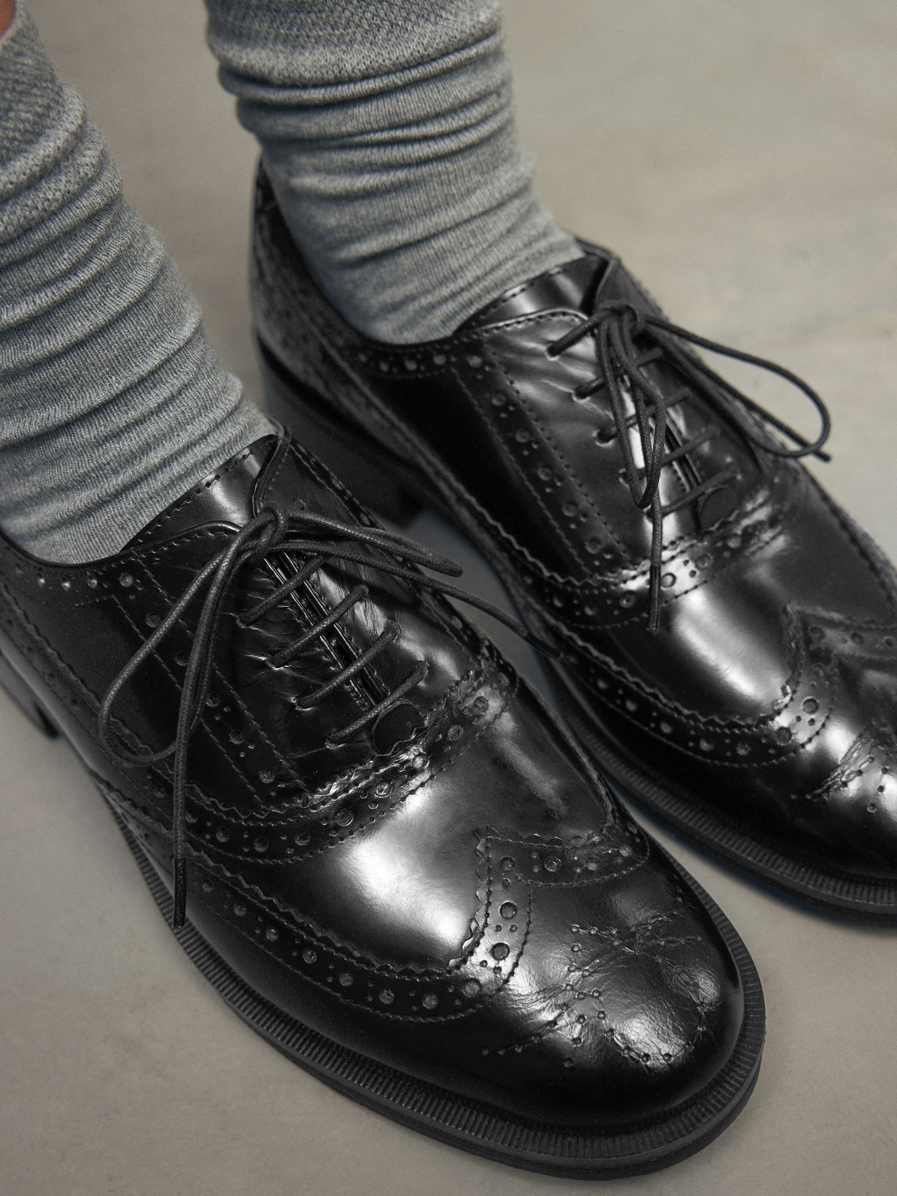 Buy Black Forever Comfort® Leather Formal Brogue Lace-Up Shoes