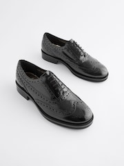 Black Forever Comfort® Slim Leather Formal Brogue Lace Up Shoes - Image 5 of 7