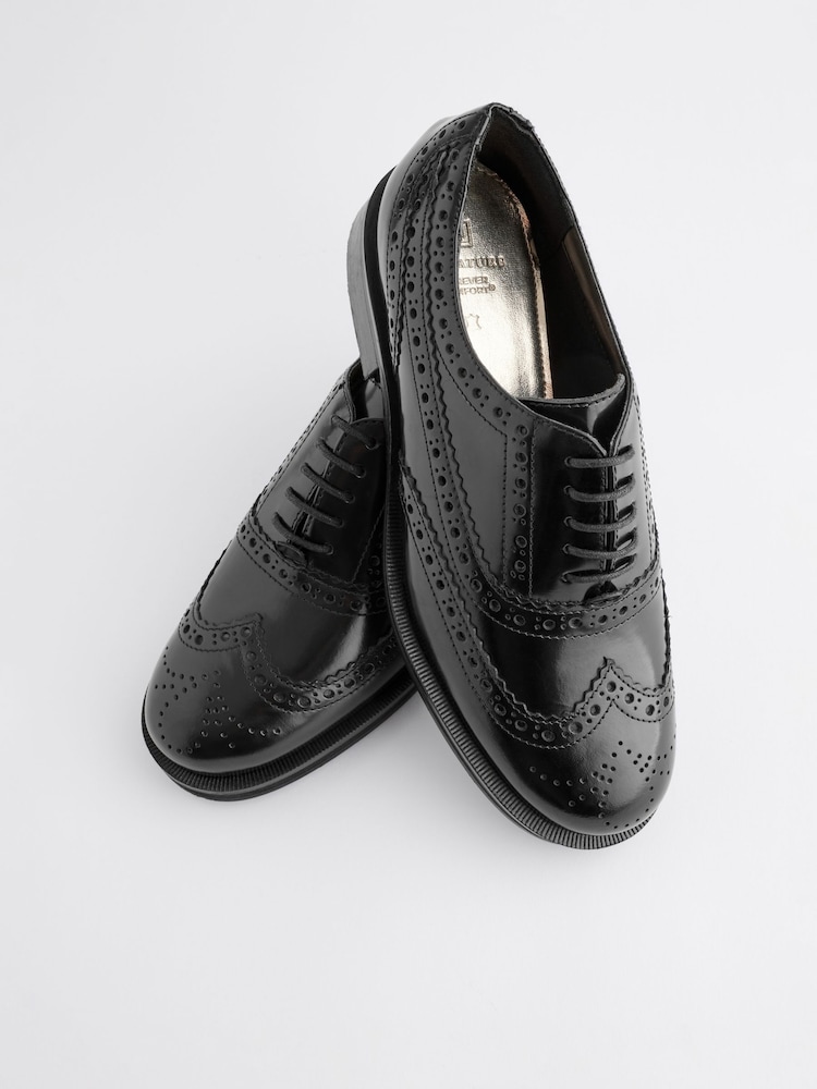 Black Forever Comfort® Slim Leather Formal Brogue Lace Up Shoes - Image 6 of 7