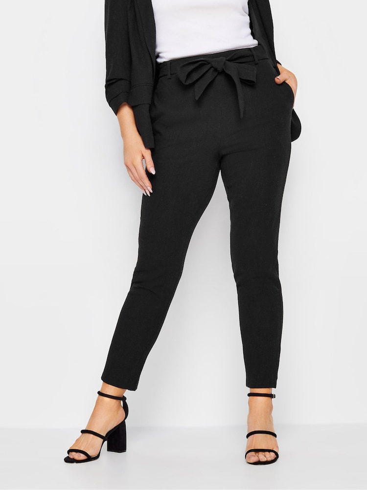 M&Co Black Tie Waist Linen Trousers - Image 1 of 4 M&Co Black Tie Waist Linen Trousers - Image 1 of 4