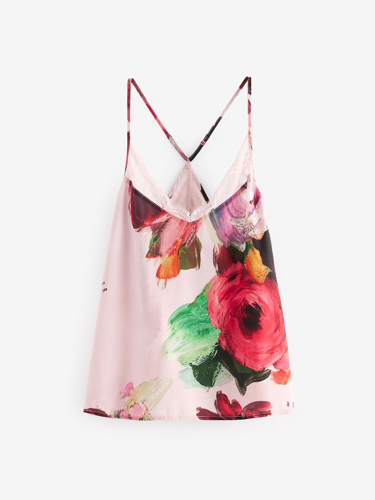 وردي زهور - أزرق - بيجامة ستان بحمالات دانتيل من B by Ted Baker - Image 11 of 15