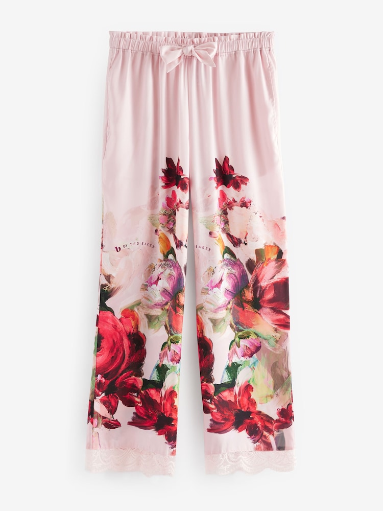 وردي زهور - أزرق - بيجامة ستان بحمالات دانتيل من B by Ted Baker - Image 12 of 15