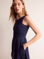 Boden Blue Carla 100% Linen Midi Dress - Image 3 of 6