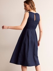 Boden Blue Carla 100% Linen Midi Dress - Image 4 of 6