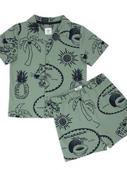 Chelsea Peers Green Kids Tropical Holiday Print Short Pyjama Set - Image 3 of 4