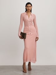 Anna Quan Sheer Ribbed Knitted Midi Skirt - Image 3 of 6