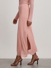 Anna Quan Sheer Ribbed Knitted Midi Skirt - Image 4 of 6