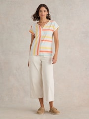 White Stuff Multi Nelly Notch Neck 100% Cotton T-Shirt - Image 3 of 7