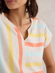 White Stuff Multi Nelly Notch Neck 100% Cotton T-Shirt - Image 4 of 7