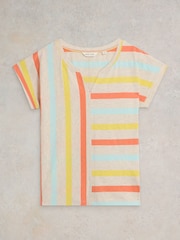 White Stuff Multi Nelly Notch Neck 100% Cotton T-Shirt - Image 5 of 7