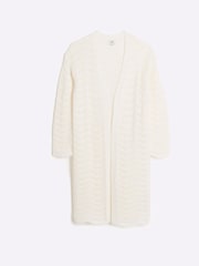 River Island Cream Girls Crochet Duster 100% Cotton Cardigan - Image 2 of 5