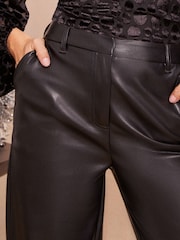 Friends Like These Black Petite Faux Leather Tailored Wide Leg Trousers - Image 3 of 4