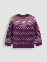Violet motif licorne - Jojo Maman Bébé Motif de tricot Fair Isle Cardigan - Image 2 of 3