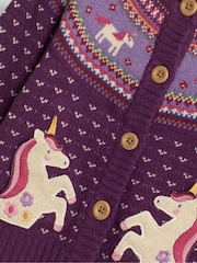 Violet motif licorne - Jojo Maman Bébé Motif de tricot Fair Isle Cardigan - Image 3 of 3
