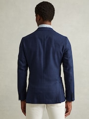 Reiss Bright Indigo Melange Midnight Single Breasted Wool-Silk Blazer Slim Fit - Image 5 of 7