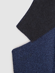 Reiss Bright Indigo Melange Midnight Single Breasted Wool-Silk Blazer Slim Fit - Image 6 of 7
