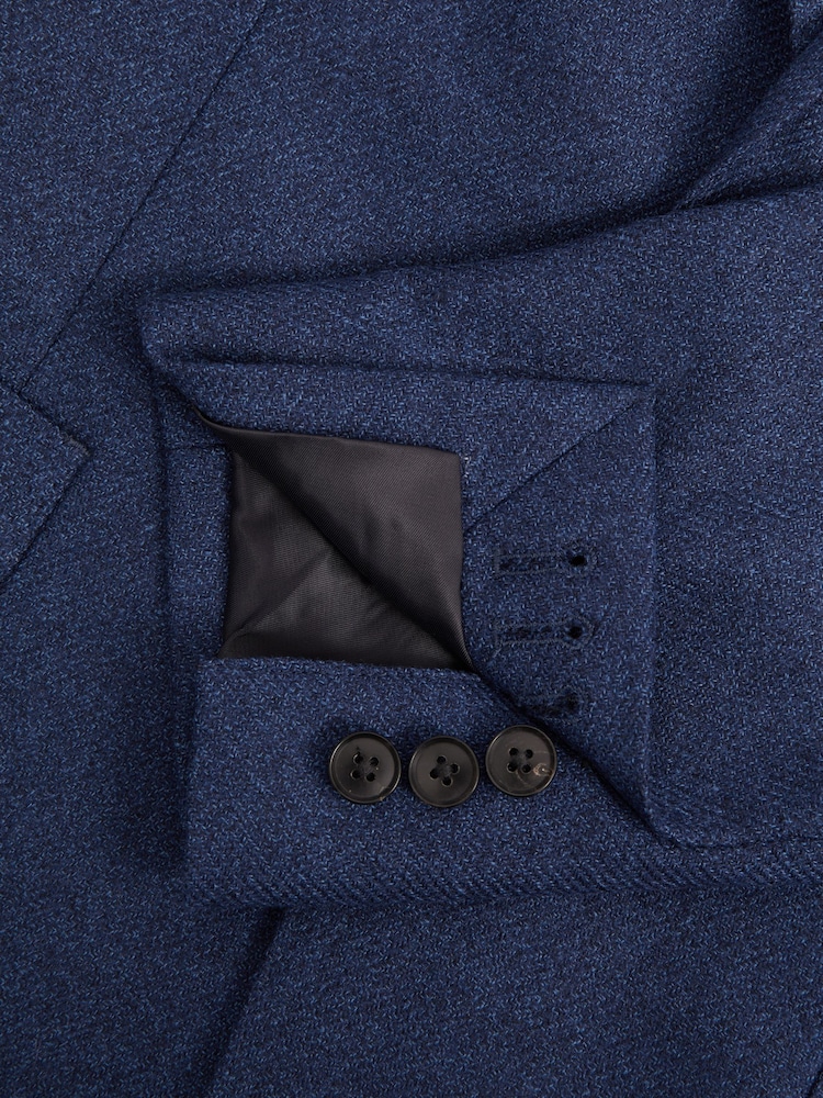 Reiss Bright Indigo Melange Midnight Single Breasted Wool-Silk Blazer Slim Fit - Image 7 of 7