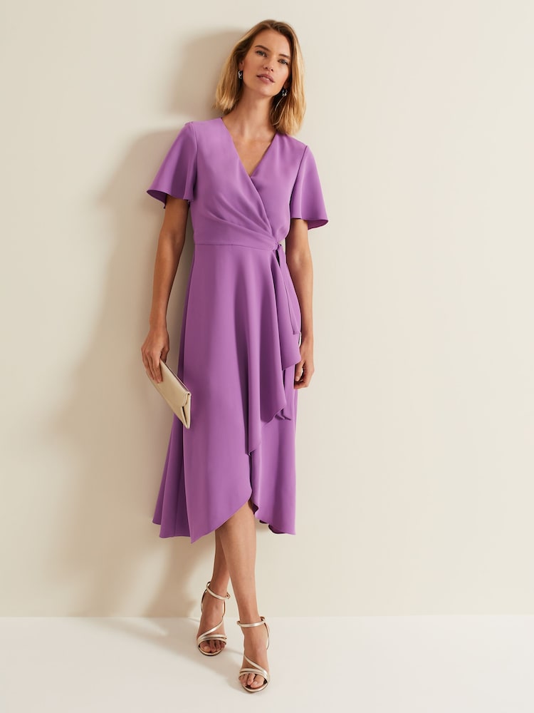 Phase Eight Purple Petite Julissa Frill Wrap Dress - Image 1 of 6