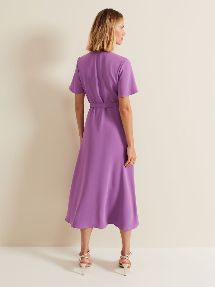 Phase Eight Purple Petite Julissa Frill Wrap Dress - Image 2 of 6