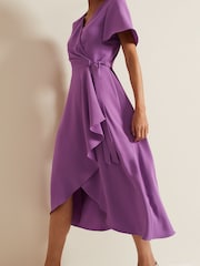 Phase Eight Purple Petite Julissa Frill Wrap Dress - Image 5 of 6