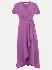 Phase Eight Purple Petite Julissa Frill Wrap Dress - Image 6 of 6