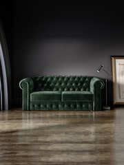 Jay-Be Luxe Velvet Bottle Green Chesterfield 3 Seater Sofa Bed - Image 1 of 6