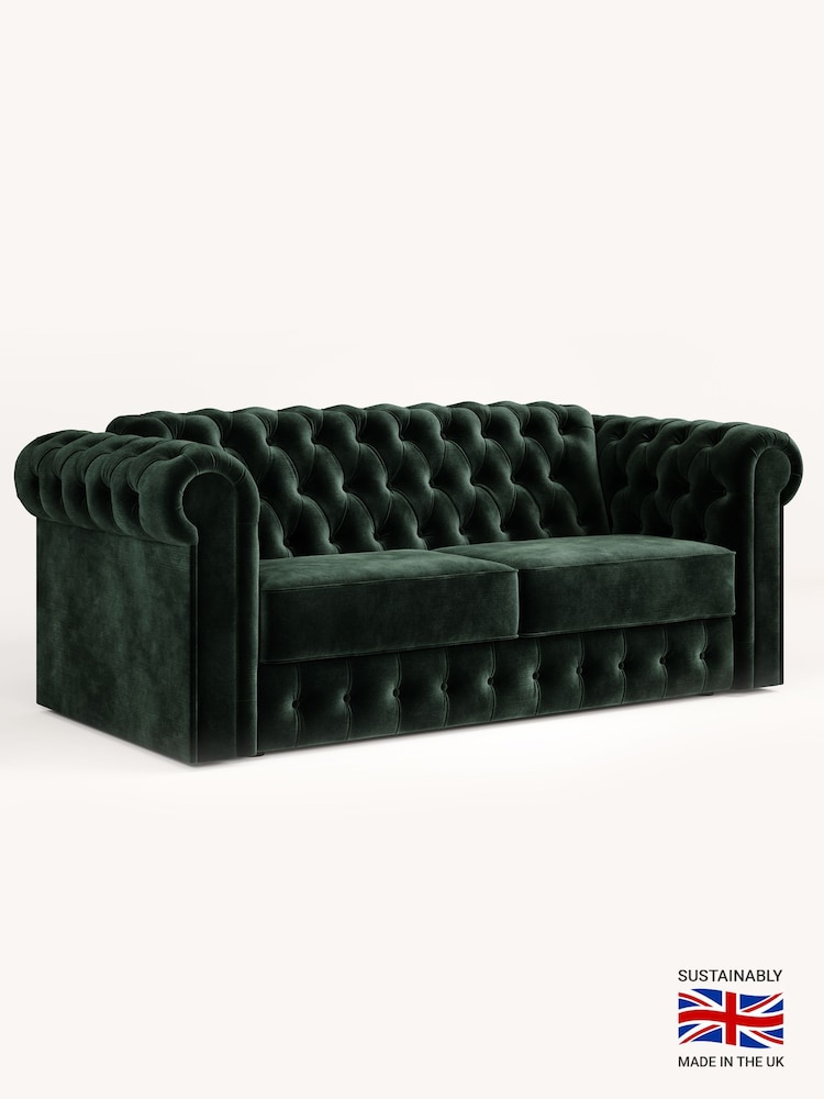 Jay-Be Luxe Velvet Bottle Green Chesterfield 3 Seater Sofa Bed - Image 2 of 6