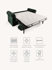 Jay-Be Luxe Velvet Bottle Green Chesterfield 3 Seater Sofa Bed - Image 3 of 6