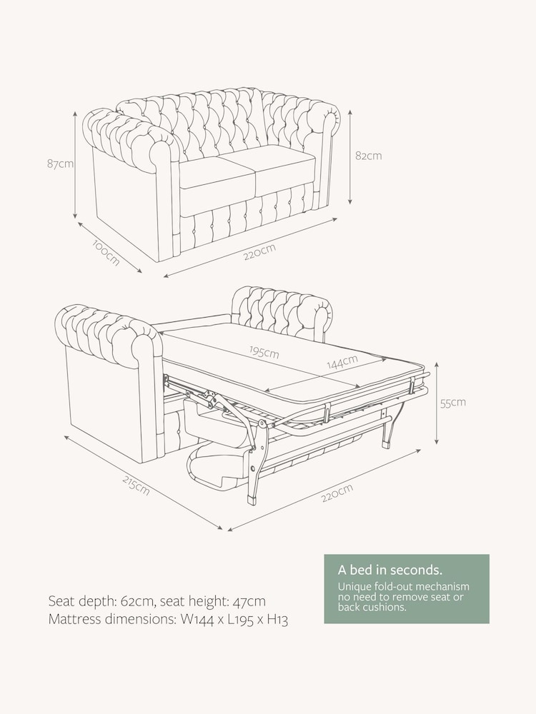 Jay-Be Luxe Velvet Bottle Green Chesterfield 3 Seater Sofa Bed - Image 6 of 6