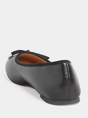 Long Tall Sally Black Wide-Fit Blaise Leather Ballerina Shoes - Image 3 of 4