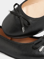 Long Tall Sally Black Wide-Fit Blaise Leather Ballerina Shoes - Image 4 of 4