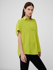 French Connection Green Crepe Light Sleeveless Popover Shirt - Image 1 of 4