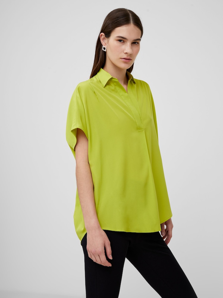 French Connection Green Crepe Light Sleeveless Popover Shirt - Image 1 of 4