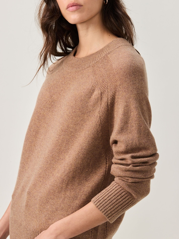 Neutral Camel Premium 100% Lambswool Crew Neck Jumper - Image 4 of 8